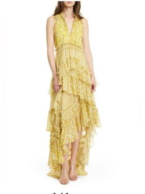 Diane Von Furstenberg Carissa Yellow chiffon maxi dress